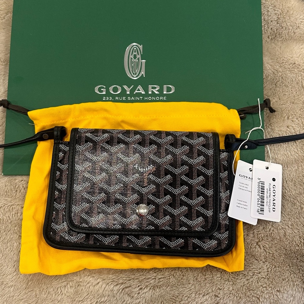 GOYARD Plumet Crossbody Wallet Bag Black Auth New With Tags